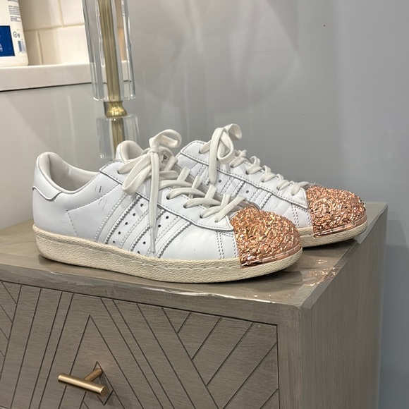 Adidas White and Rose Gold Glitter Sneakers 37 - Picture 3 of 7